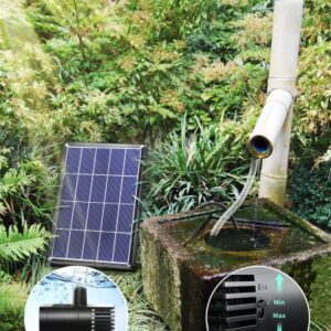 NFESOLAR Solar Fountain Pump with 1500mAh Battery Backup, 3.5W Solar Fountain Pump for Bird Bath with 4ft Tubing, 40GPH Solar Water Pump for Small Pond Garden Pool Water Feature Yard