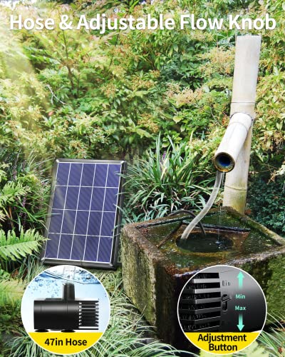 NFESOLAR Solar Fountain Pump with 1500mAh Battery Backup, 3.5W Solar Fountain Pump for Bird Bath with 4ft Tubing, 40GPH Solar Water Pump for Small Pond Garden Pool Water Feature Yard