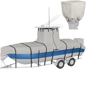 nukugula 800d 100% waterproof t-top boat cover marine grade canvas trailerable t top boat cover with 19 windproof straps fit 22'-24' long (beam width up to 116") center console boat with t top roof