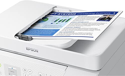 Epson EcoTank ET-4800 Wireless All-in-One Supertank Color Inkjet Printer Office, White - Print Copy Scan Fax - 10.0 ppm, 5760 x 1440 dpi, 8.5" x 14", Voice Activated, 30-Sheet ADF, Ethernet