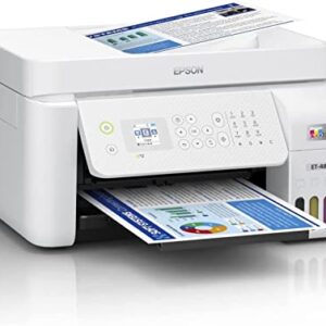 Epson EcoTank ET-4800 Wireless All-in-One Supertank Color Inkjet Printer Office, White - Print Copy Scan Fax - 10.0 ppm, 5760 x 1440 dpi, 8.5" x 14", Voice Activated, 30-Sheet ADF, Ethernet