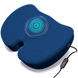 hongjing massage seat cushion for pressure relief, memory foam office chair cushions for long sitting, butt pillow with massaging, great for sciatica, coccyx and tailbone pain relief (blue)