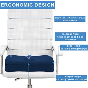 HONGJING Massage Seat Cushion for Pressure Relief, Memory Foam Office Chair Cushions for Long Sitting, Butt Pillow with Massaging, Great for Sciatica, Coccyx and Tailbone Pain Relief (Blue)