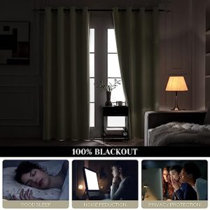 HOMEIDEAS 100% Ivory Blackout Curtains 84 Inch Length 2 Panels, Room Darkening Curtains for Bedroom, Embossed Satin Thermal Insulated Curtains, Light Blocking Drapes with Black Lining for Living Room