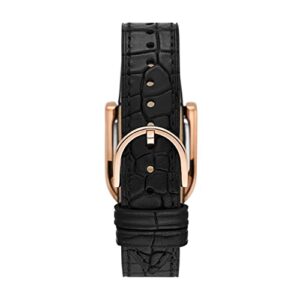 Fossil Women's Harwell Quartz Stainless Steel and Eco Leather Three-Hand Watch, Color: Rose Gold, Black (Model: ES5263)