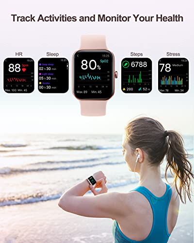 aeac Smart Watch for Women Men,1.69" Touch Screen Fitness Tracker for iPhone Android Phone IP68 Waterproof,Finess Watch with Step Calorie Counter Sleep Monitoring Pedometer Watches