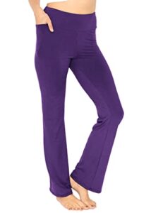 women's dty high waist bootcut yoga pants with pocket purple x-large