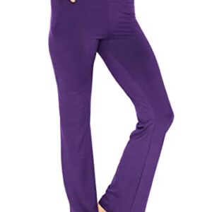 Women's DTY High Waist Bootcut Yoga Pants with Pocket Purple X-Large