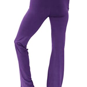 Women's DTY High Waist Bootcut Yoga Pants with Pocket Purple X-Large