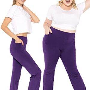 Women's DTY High Waist Bootcut Yoga Pants with Pocket Purple X-Large