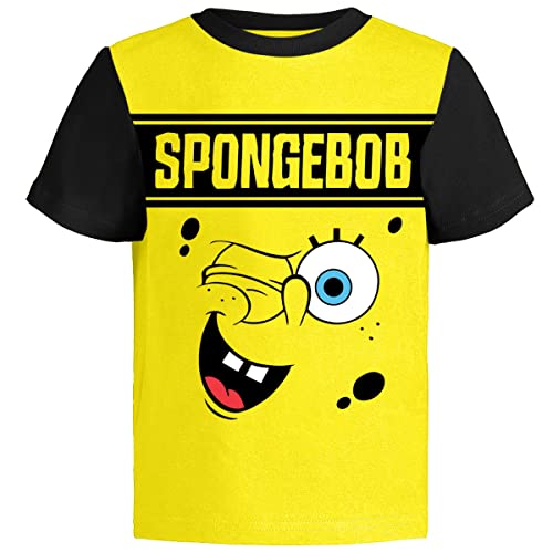 Nickelodeon Spongebob Square Pants Shirts for Boys (3-Pack) KidsGraphic Tshirt for Toddler & Up - 10 Wh/Bk/YEL SS
