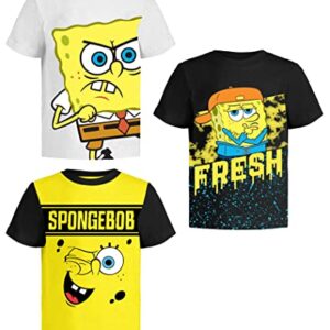 Nickelodeon Spongebob Square Pants Shirts for Boys (3-Pack) KidsGraphic Tshirt for Toddler & Up - 10 Wh/Bk/YEL SS