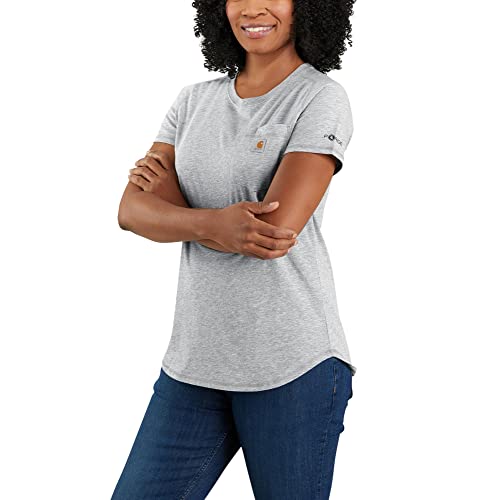 Carhartt Women's Force Relaxed Fit Midweight Pocket T-Shirt, Heather Grey