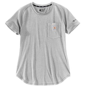 Carhartt Women's Force Relaxed Fit Midweight Pocket T-Shirt, Heather Grey