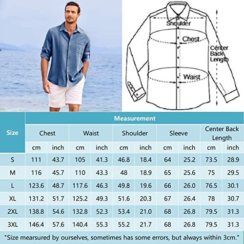 COOFANDY Guayabera Shirts for Men Long Sleeve Cuban Beach Shirts Casual Linen Button Down Shirts White