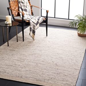 safavieh vermont collection area rug - 9' x 12', beige & ivory, handmade wool, ideal for high traffic areas in living room, bedroom (vrm807b)