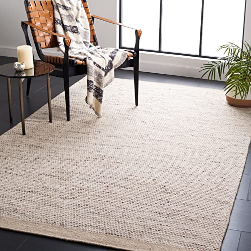 Safavieh Vermont Collection Area Rug - 9' x 12', Beige & Ivory, Handmade Wool, Ideal for High Traffic Areas in Living Room, Bedroom (VRM807B)