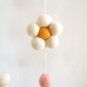 Daisy Mobile for Crib, Baby Crib Mobile for Girls, Baby Mobile for Bassinet, Nursery Felt Flower Mobiles