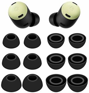6 pairs eartips compatible with pixel buds pro ear tips buds, replacement silicone rubber earbuds gel earplug wing fit in case accessories compatible with google pixel buds pro - s/m/l black
