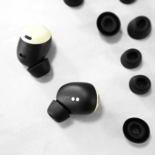 6 Pairs Eartips Compatible with Pixel Buds Pro Ear Tips Buds, Replacement Silicone Rubber Earbuds Gel Earplug Wing Fit in Case Accessories Compatible with Google Pixel Buds Pro - S/M/L Black