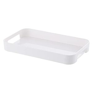 plastic serving tray with handles rectangular in white 12.99inchx7.48inch, breakfast tray reusable charcuterie, food, snack, dessert platters, used in bedroom, kitchen, living room, bathroom…