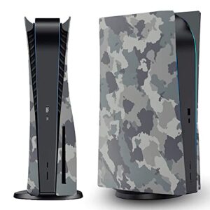 camouflage face plates cover shell panels for ps5 disc edition console, playstation 5 accessories faceplate protective shell replacement plate (gray camouflage)