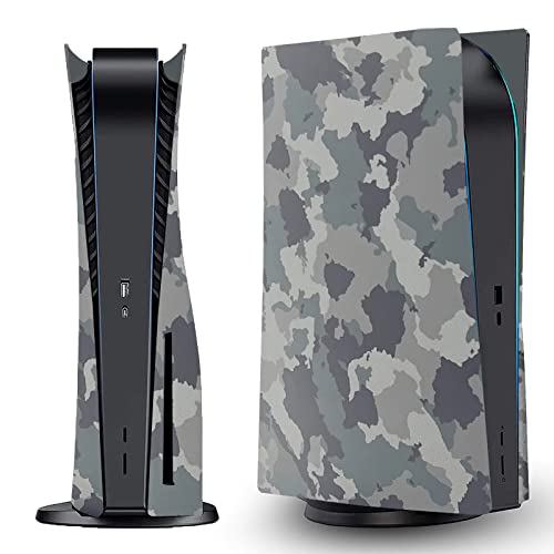 Camouflage Face Plates Cover Shell Panels for PS5 Disc Edition Console, Playstation 5 Accessories Faceplate Protective Shell Replacement Plate (Gray Camouflage)