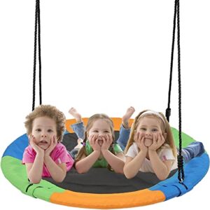 40 inch saucer swing for kids outdoor, tree swing 700lb weight capacity waterproof 900d oxford fabric for backyard playground, heavy duty round swing, disc swing (3 colors)