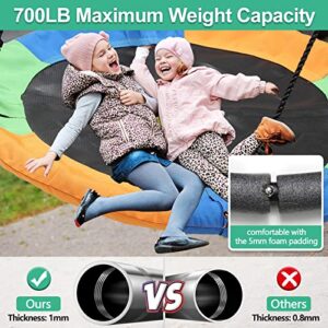 40 Inch Saucer Swing for Kids Outdoor, Tree Swing 700LB Weight Capacity Waterproof 900D Oxford Fabric for Backyard Playground, Heavy Duty Round Swing, Disc Swing (3 Colors)