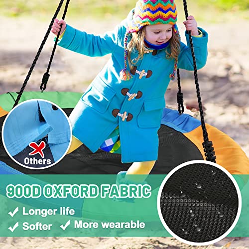 40 Inch Saucer Swing for Kids Outdoor, Tree Swing 700LB Weight Capacity Waterproof 900D Oxford Fabric for Backyard Playground, Heavy Duty Round Swing, Disc Swing (3 Colors)