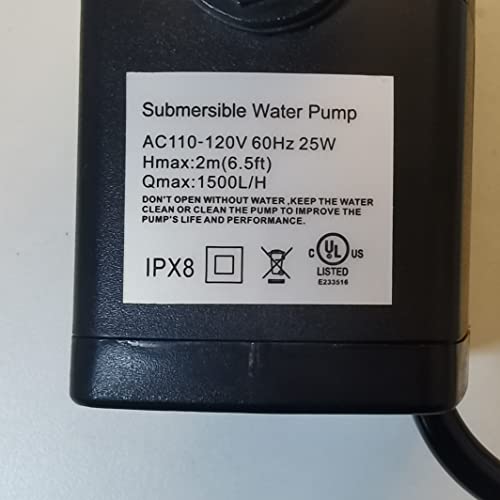 MKUPERFECT Submersible Water Pump for Fountains, Ponds,Fish Tanks, and Hydroponics - Quiet with 400GPH Flow Rate