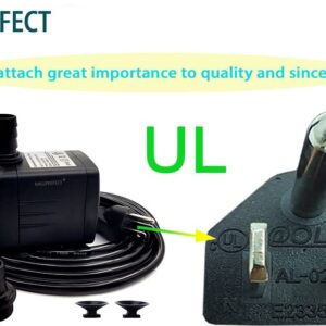 MKUPERFECT Submersible Water Pump for Fountains, Ponds,Fish Tanks, and Hydroponics - Quiet with 400GPH Flow Rate