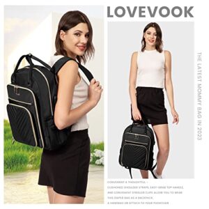 LOVEVOOK Laptop Backpack Women Teacher Backpack,17.3 Inch Laptop Bag with USB Port,Waterproof Daypack for Work Travel,Black
