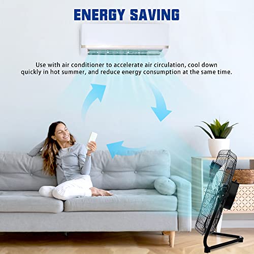 SUNNY FLAME 6000 CFM Floor Fan High Velocity,20 Inch 3-Speed Heavy Duty Metal Fan with Wall-Mounting System,360° Adjustable Tilting for Garage, Industrial, Commercial,Shop and Gym, Use for Home, Bedroom Outdoor/Indoor