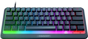 roccat magma mini - 60% rgb gaming keyboard with 5 programmable lighting zones, membrane key switches, programmable function layers, anti-ghosting, & spill resistance - black