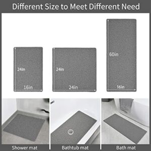 Enqinar Shower Mat Bathtub Mat, Non-Slip Bath Mat with Drain, Quick Drying PVC Loofah Bathmat for Tub,Shower,Bathroom (24x16 inch, Grey)