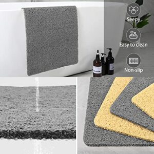 Enqinar Shower Mat Bathtub Mat, Non-Slip Bath Mat with Drain, Quick Drying PVC Loofah Bathmat for Tub,Shower,Bathroom (24x16 inch, Grey)