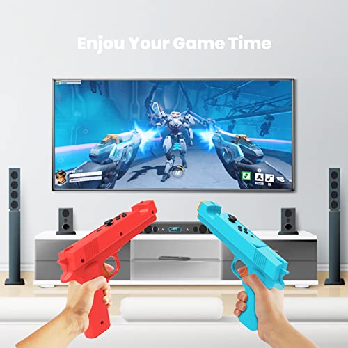 CODOGOY Shooting Game Gun Controller Compatible with Switch/Switch OLED Joy-Con, Hand Grip Motion Controller for Nintendo Switch Shooter Hunting Games (Blue + Red)