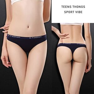 Kiench Teens Underwear Thongs Cotton Junior Girls' Hipster Panties Low Rise 8-Pack US XL / Size 20-22 / 16-18 Years, Navy Blue & Grey & Nude & Sky Blue