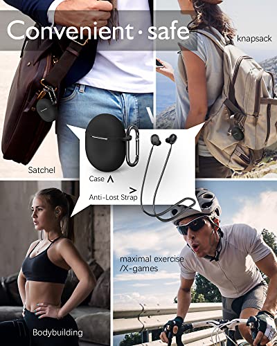 AHBTEYM for Google Pixel Buds Pro Case,Anti-Lost Strap,Silicone Cover with Keychain,Sports Lanyard for Women Men Girl boy for Google Pixel Buds Pro 2022 (Lemongrass Case+Lemongrass Strap)