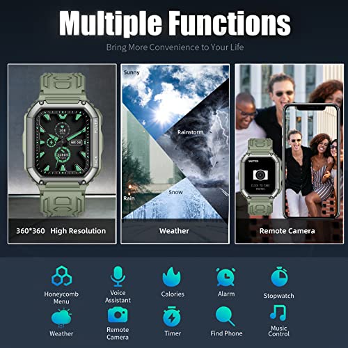 Military Smart Watch (Double Strap), 1.8'' Smart Watches for Men With Bluetooth Call (Answer/Dial Calls), Mens Tactical Smartwatch for Android iPhone, 5ATM Waterproof Watch, 107 Modes Fitness Tracker