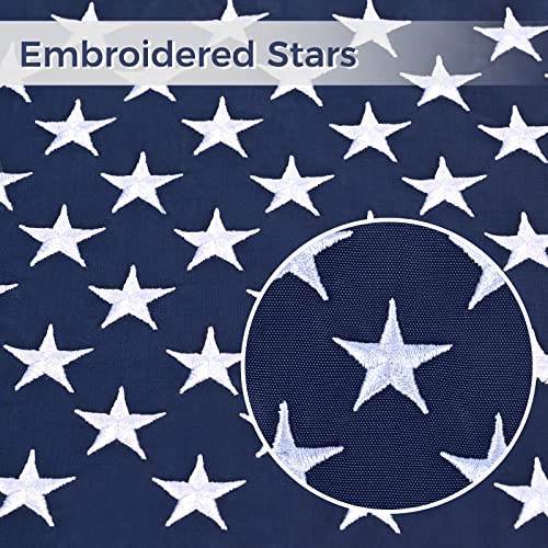 2 Pack American Boat Flag with 4 Boat Flag Pole Clamps, Marine USA Flag with Double Sided Embroidered Stars and Brass Grommets, (16"x24")
