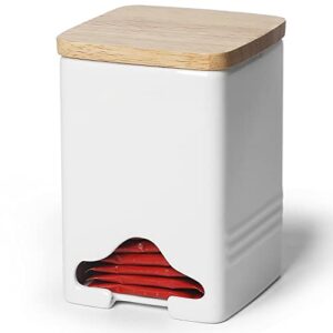 quxija ceramic tea bag storage organizer caddy holder with lid (white)
