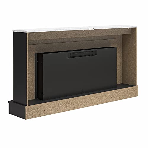 Ameriwood Home Lynnhaven Wide Mantel with Linear Electric Fireplace, Matte Black