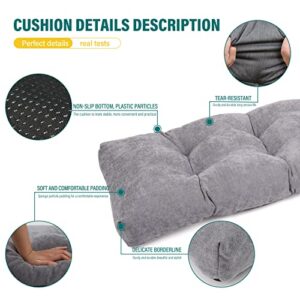 mudilun Bench Cushion,Indoor Anti-Slip Patio Seat Cushion, Kitchen Furniture Chair Cushions for Floating Windows, Rocking Chairs, Dining (48x16x4, 【Chenille】 Light Grey)