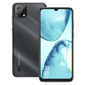 blackview a55 smart phone, 6.528 inches unlocked phones hd+ waterdrop screen, 3gb+16gb/sd 128gb, 4780mah battery, 8+5mp camera, android 11 unlocked cell phones, triple card slots, gps, face id