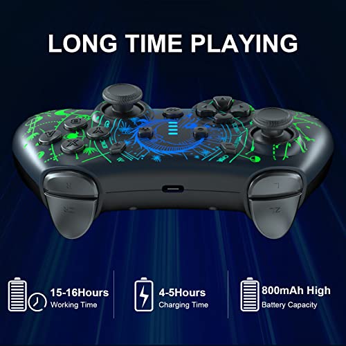 PowerLead Wireless Switch Pro Controller for Switch Lite/Switch OLED - Game Controller Compatible with PC, Android, Tablet with LED Light, Programmable Buttons, Turbo, Motion, and Dual Motor