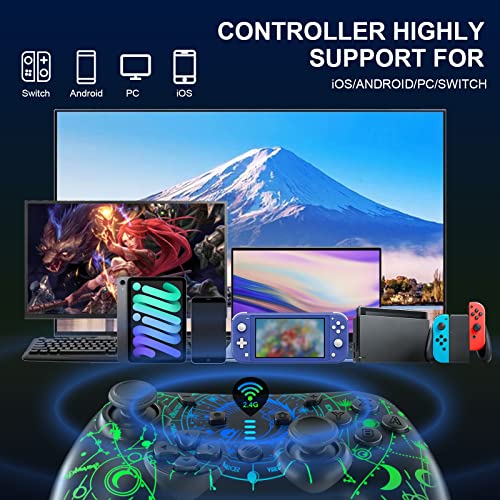 PowerLead Wireless Switch Pro Controller for Switch Lite/Switch OLED - Game Controller Compatible with PC, Android, Tablet with LED Light, Programmable Buttons, Turbo, Motion, and Dual Motor