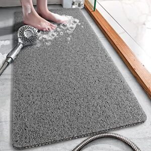 lochas shower mat non slip bathtub mats 24 x 16 inch, soft loofah bath mat for bathroom, bath tub, shower floor, dry fast, grey