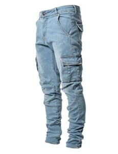 hungson men's slim fit jeans 7 pockets stretch skinny denim pencil pants nova fashion